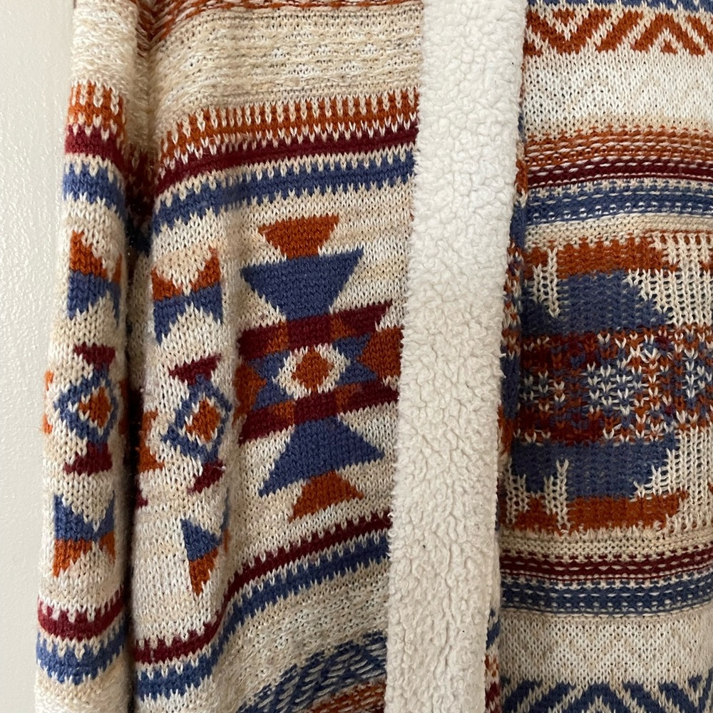 Multicolor Patterned Hooded Cardigan - Picture 4 of 6